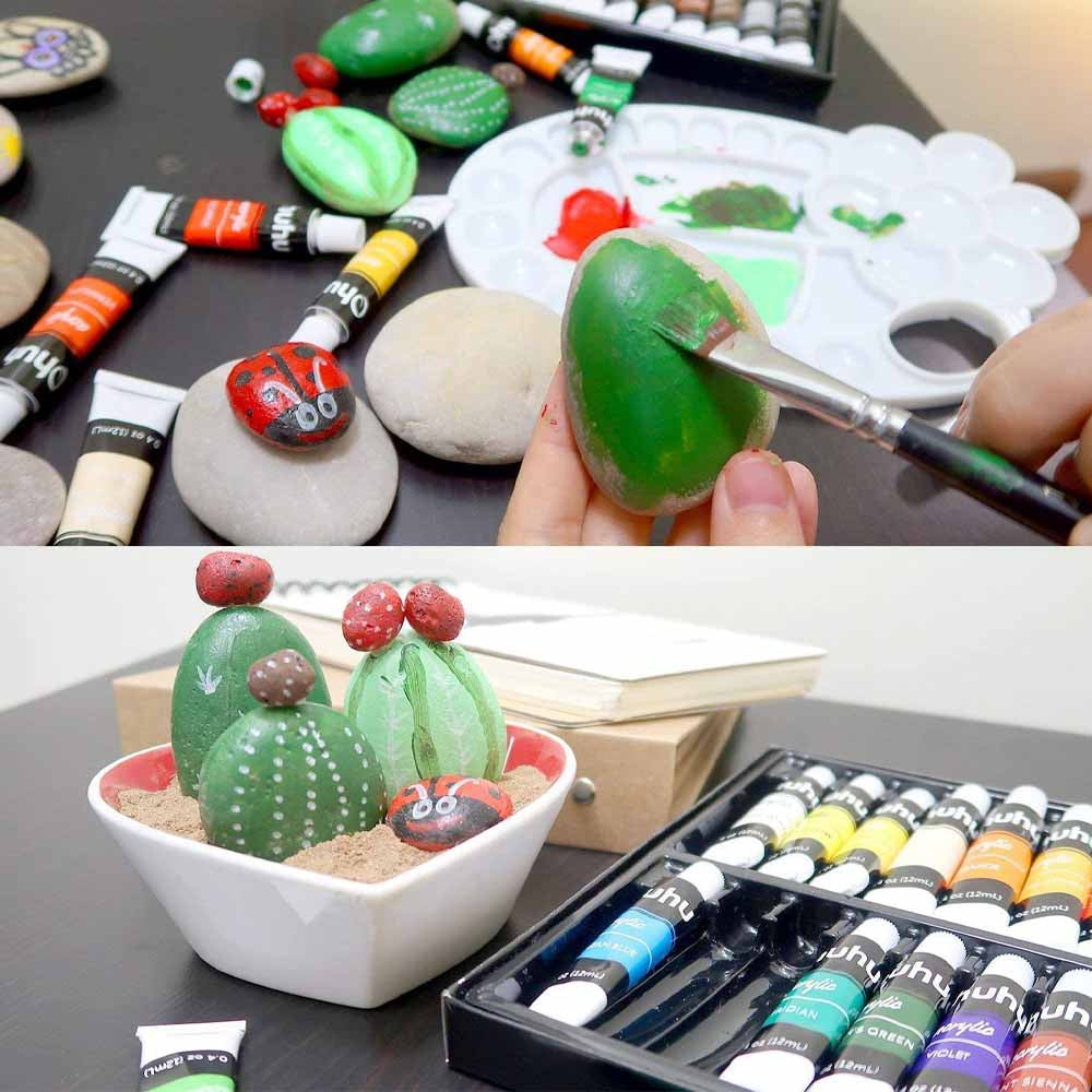 Set 24 pinturas acrílicas 12 ml + 6 pinceles - Ohuhu image 1