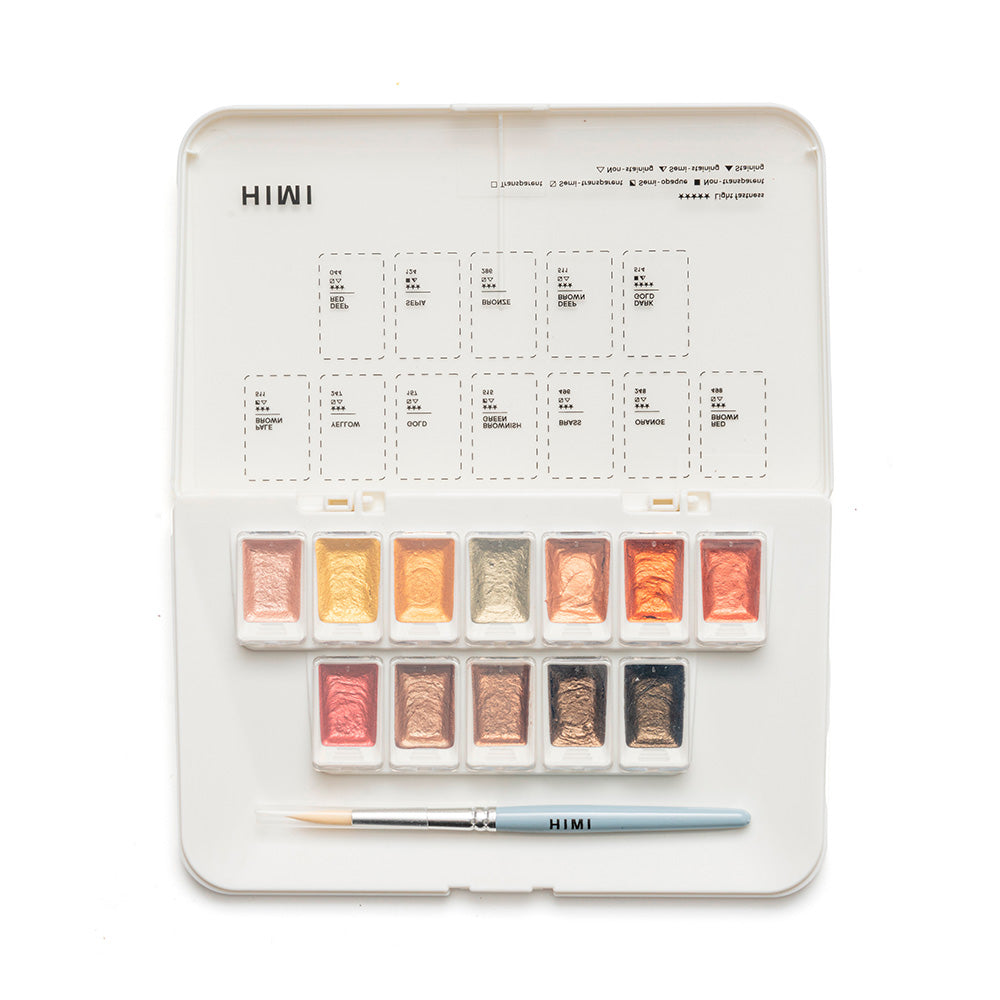 Set de acuarela metalizada 12 colores selección oro - marca Himi image 1