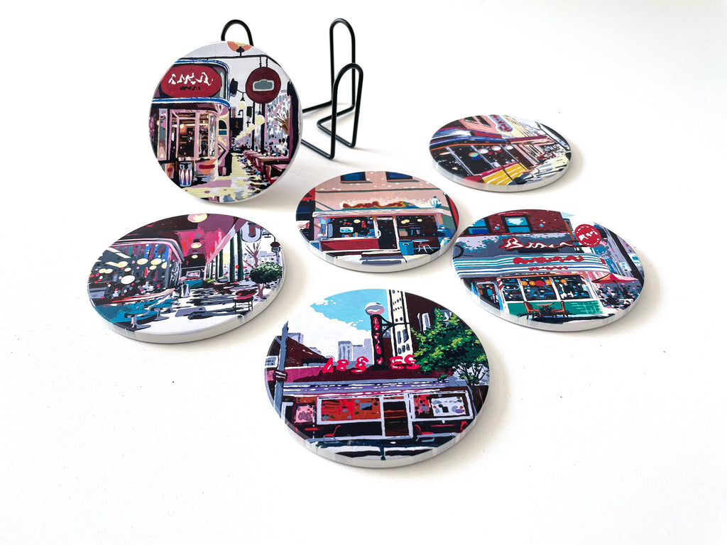 Set 6 Posavasos de Cerámica Con Base image 0