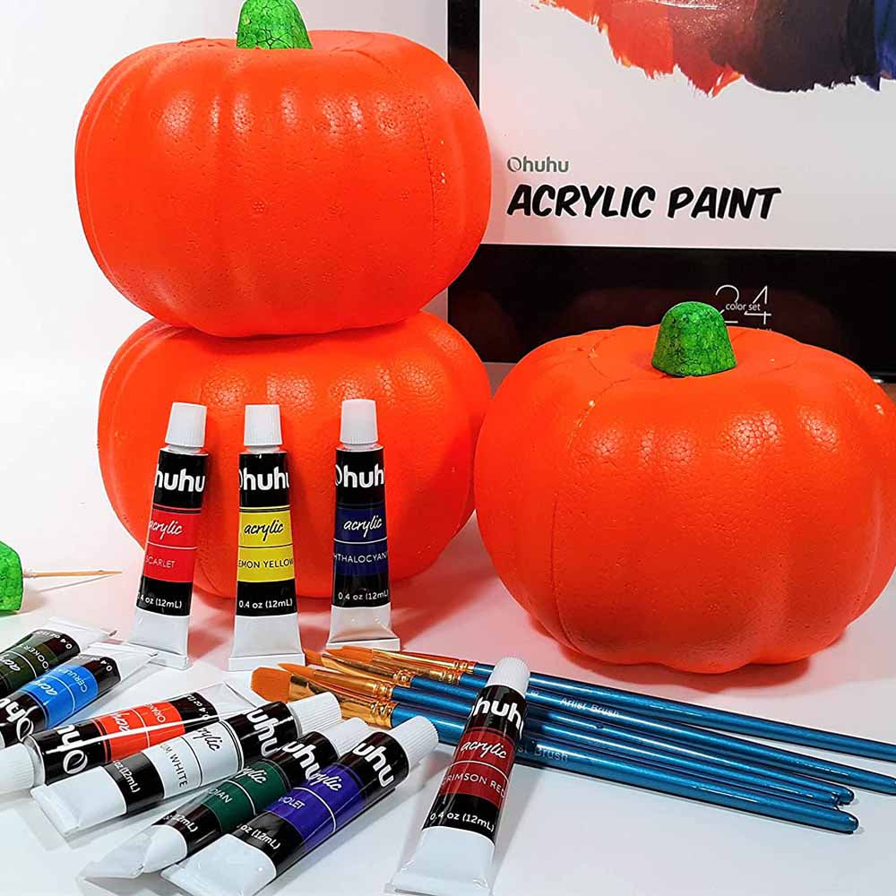 Set 24 pinturas acrílicas 12 ml + 6 pinceles - Ohuhu image 3