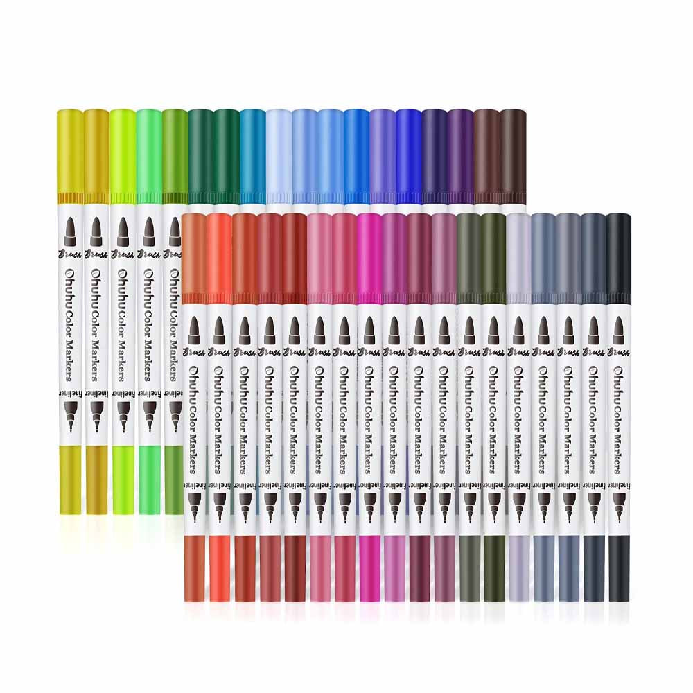 36 marcadores doble punta pincel y tiralíneas fino - Ohuhu Dual Tip image 0