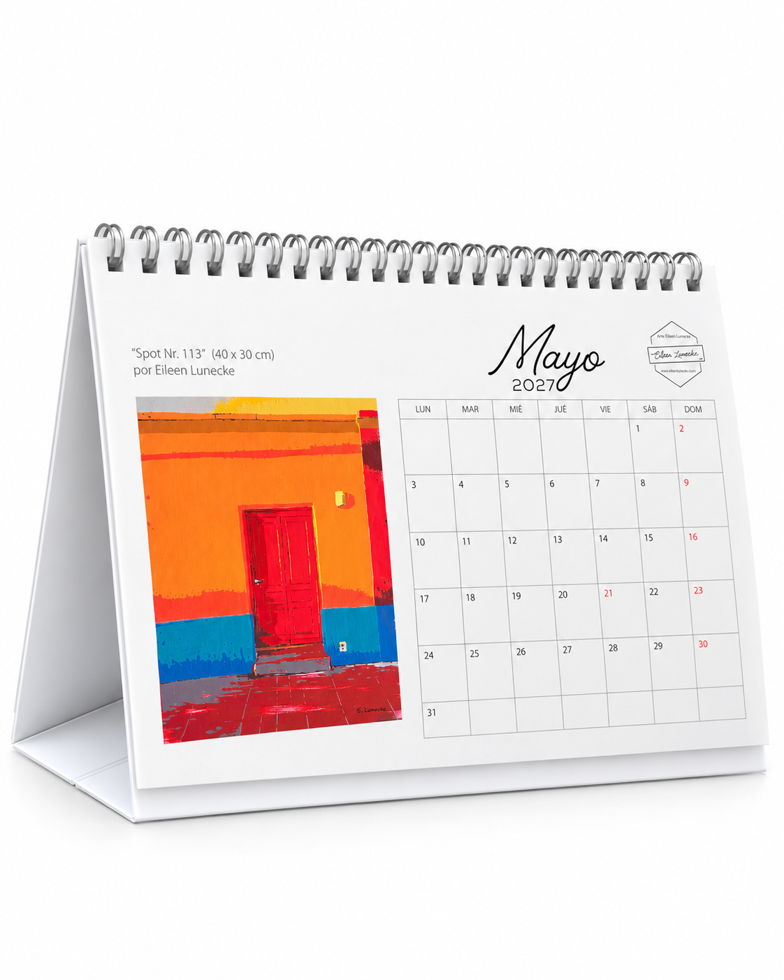 Calendario escritorio con feriados de Chile