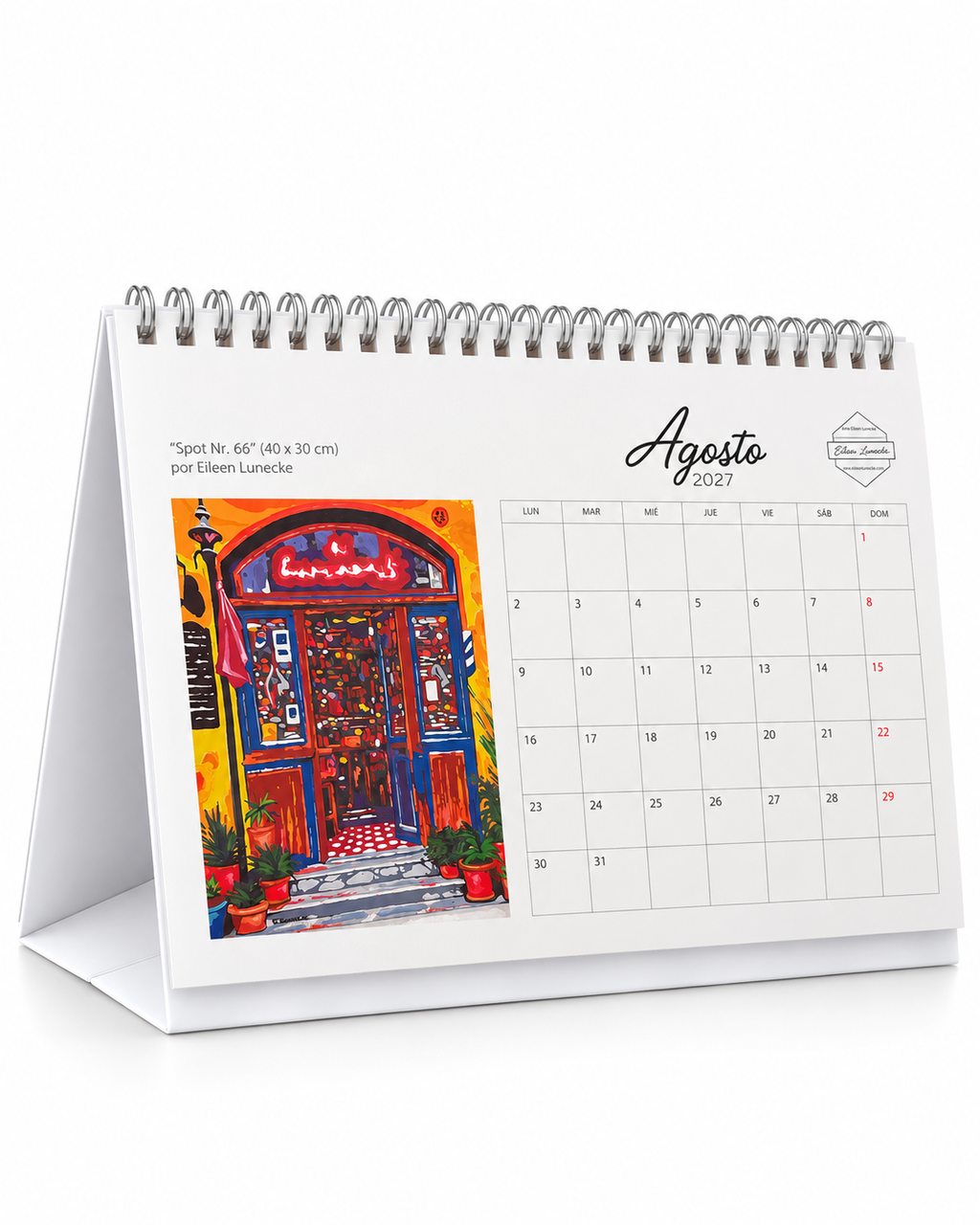 Calendario escritorio con feriados de Chile