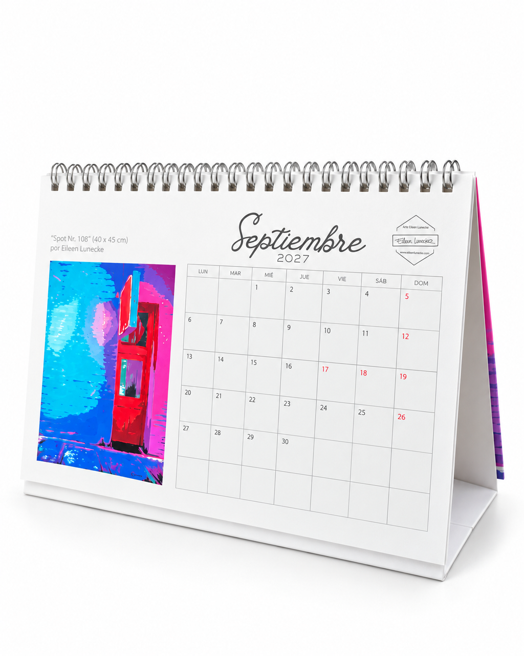 Calendario escritorio con feriados de Chile