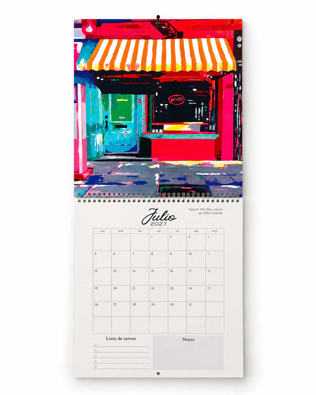 Calendario de pared con feriados de Chile