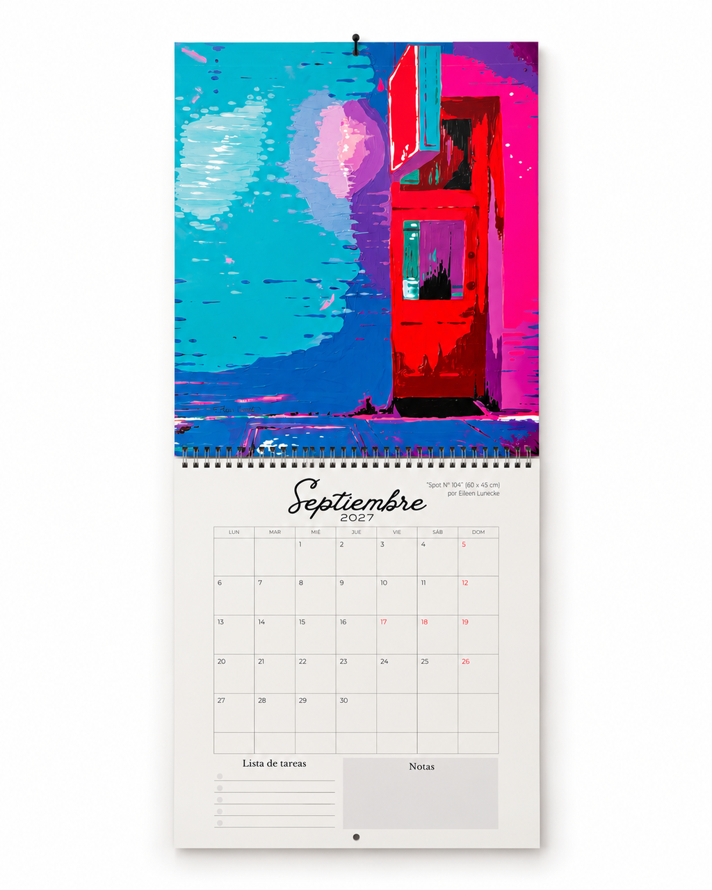Calendario de pared con feriados de Chile