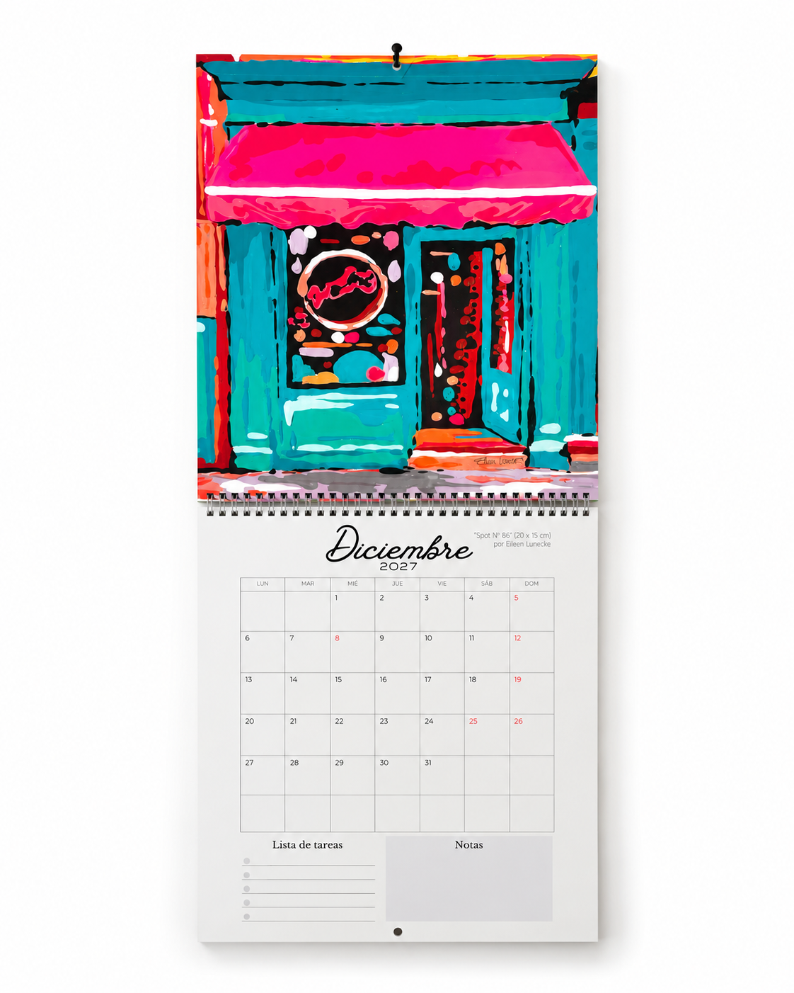 Calendario de pared con feriados de Chile