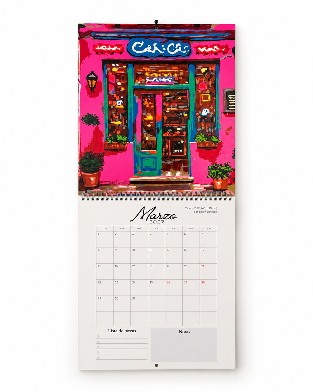 Calendario de pared con feriados de Chile
