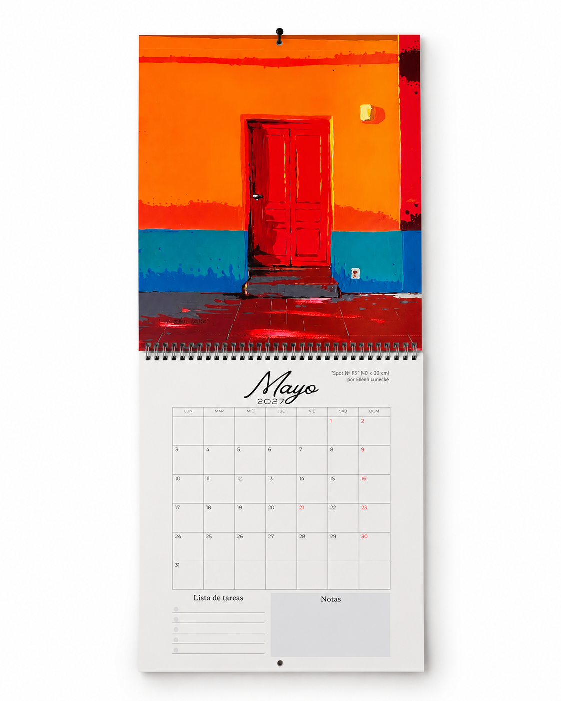 Calendario de pared con feriados de Chile