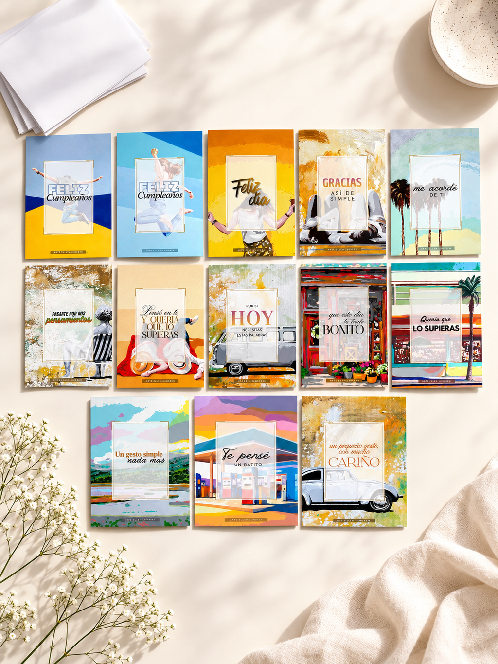Pack de 13 tarjetas con sobres - por Eileen Lunecke